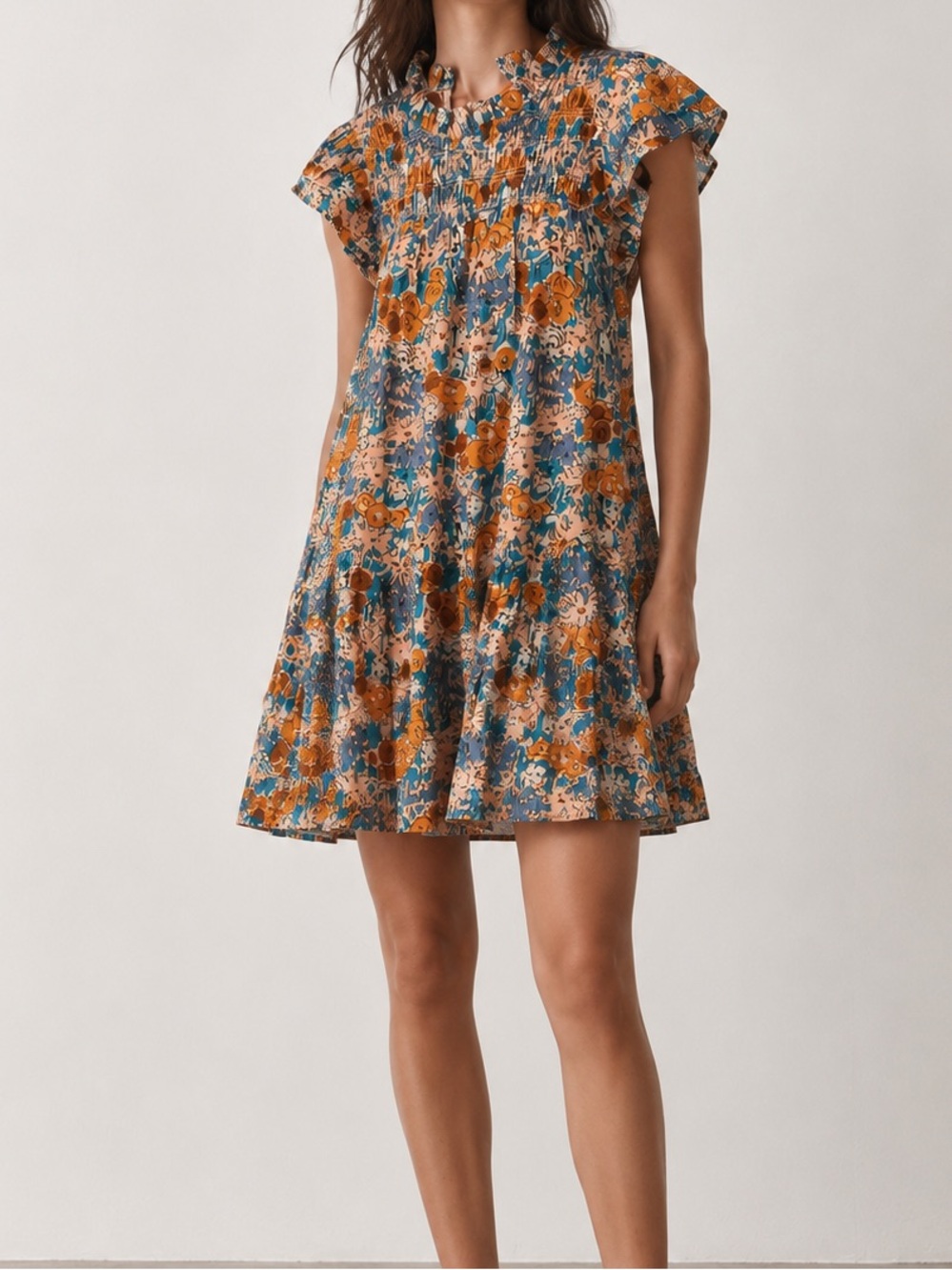 Sea New York Biarritz floral smocked mini dress size XS